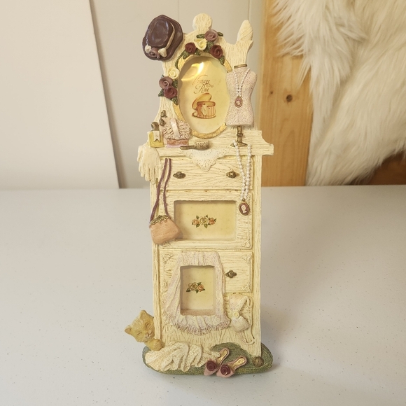 Vintage 90s Figi Dresser Collage Photo Picture Frame Resin Cottagecore Victorian - Picture 2 of 16